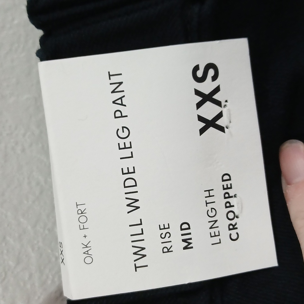 Oak + Fort Twill Wide Leg Pant Mid Rise Cropped pants size XXS New With Tags - Picture 4 of 6